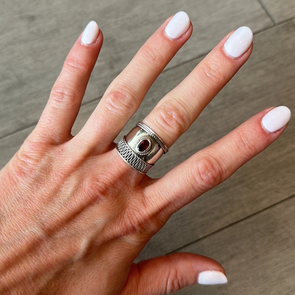 Sterling Silver Ring With Ruby In Center - image 2